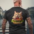 面白いファーストフードハンバーガー愛好家猫猫愛好家 Britishhorthair Burger Cat Food メンズTシャツ バックプリント 高齢者への贈り物