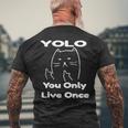 面白い猫 Tピースギフト Yolo 猫愛好家に メンズTシャツ バックプリント 高齢者への贈り物