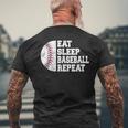 食べる、寝る、野球を繰り返す、野球選手、面白い、野球 メンズTシャツ バックプリント 高齢者への贈り物