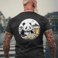 餃子 パンダ おもしろ 面白い ギョーザ ビール 和風 メンズTシャツ バックプリント 高齢者への贈り物