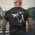 馬好きのためのエレガントな馬のシルエットのグラフィックアートデザイン。 メンズTシャツ バックプリント 高齢者への贈り物