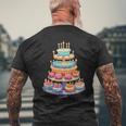 鮮やかな多層バースデーケーキ メンズTシャツ バックプリント 高齢者への贈り物