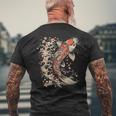 鯉 アジアン 鯉 錦鯉 魚 さくら 桜 季節 メンズTシャツ バックプリント 高齢者への贈り物