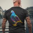 鳩 カラフル 動物 動物園 アートワーク 鳩 メンズTシャツ バックプリント 高齢者への贈り物