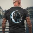 黒猫 三日月 セーラームーンフェイズ 占星術 ペット愛好家 メンズTシャツ バックプリント 高齢者への贈り物
