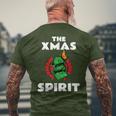 面白いクリスマス「The Xmaspirit」グラフィック メンズTシャツ バックプリント 高齢者への贈り物
