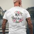 101歳&素晴らしいフローラルパーティーハッピー101歳の誕生日 メンズTシャツ バックプリント 高齢者への贈り物