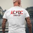 AcDcロックミュージックバンドpwrupフォトロゴ。 メンズTシャツ バックプリント 高齢者への贈り物