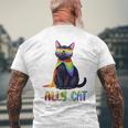 Ally Cat Lgbtゲイプライド月間2025レインボー平等権 メンズTシャツ バックプリント 高齢者への贈り物