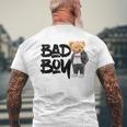 Angry Bad Boystyle、クールなテディベア、バッドボーイグラフィックデザイン。 メンズTシャツ バックプリント 高齢者への贈り物