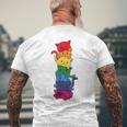 Divertido Gato Lgbt Pila Arco Iris Orgullo Gay Para El Amante De Camiseta Hombre Estampado Espalda Regalos para ancianos