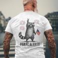 Feral And Free Raccoon Raccoon 4Th Of July Usa Flag Men's T-shirt Back Print Gifts for Old Men