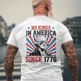 George Washington Protest Sign Democracy No Kings In America Men's T-shirt Back Print Gifts for Old Men