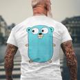 Go Golang プログラミング言語ロゴ マスコットゴファー メンズTシャツ バックプリント 高齢者への贈り物
