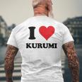 I Heart Kurumi ファーストネーム I Love パーソナライズ メンズTシャツ バックプリント 高齢者への贈り物