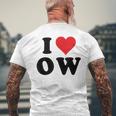 I Heart Ow Initials I Love OW First And Last Name O W メンズTシャツ バックプリント 高齢者への贈り物