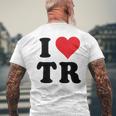 I Heart Tr Initials I Love TR First And Last NameR メンズTシャツ バックプリント 高齢者への贈り物