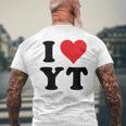 I Heart Yt Initials I Love YT First And Last Name YメンズTシャツ バックプリント 高齢者への贈り物