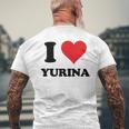 I Heart Yurina ファーストネーム I Love パーソナライズ メンズTシャツ バックプリント 高齢者への贈り物