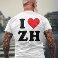 I Heart Zh Initials I Love ZH First And Last Name Z H メンズTシャツ バックプリント 高齢者への贈り物