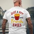 Just A Boy Who Loves French Fries フライドポテト じゃがいも ヴィーガン メンズTシャツ バックプリント 高齢者への贈り物