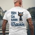 Katze Bin Da 'T Losgehen ファニーステートメントキャット メンズTシャツ バックプリント 高齢者への贈り物