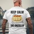 Keep Calm Eat Castella ヴィンテージ グランジ カステラ ケーキ好き メンズTシャツ バックプリント 高齢者への贈り物