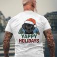 Lab クリスマス ラブラドールレトリバー Yappy Holidays Dog メンズTシャツ バックプリント 高齢者への贈り物