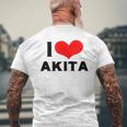 I Love Akita 愛 ハート 秋田 秋田県 日本 お土産 かわいい おしゃれ メンズTシャツ バックプリント 高齢者への贈り物