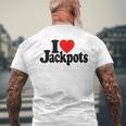 I Love Heart Jackpotslotslot Machines カジノラスベガス メンズTシャツ バックプリント 高齢者への贈り物