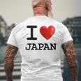 I Love Japan お土産 観光ハート メンズTシャツ バックプリント 高齢者への贈り物