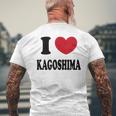 I Love Kagoshima 鹿児島が大好きです メンズTシャツ バックプリント 高齢者への贈り物
