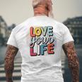 Love Your Life インスピレーション引用シャツ モチベーションアップ メンズTシャツ バックプリント 高齢者への贈り物