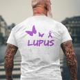Lupus Warrior パープルバタフライ&リボン ポケット付き メンズTシャツ バックプリント 高齢者への贈り物
