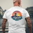 Mykonosibes ヴィンテージ 夕日 ギリシャの島 ギリシャ お土産 長袖tシャツ メンズTシャツ バックプリント 高齢者への贈り物