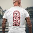 Peace Love And Cheer ボヘミアンレインボーチアリーダー メンズTシャツ バックプリント 高齢者への贈り物