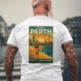Perth Australia – ビンテージ旅行ポスタースタイル 長袖tシャツ メンズTシャツ バックプリント 高齢者への贈り物