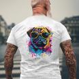 Pug Dog Lovers カラフル ポップアート パグ 長袖tシャツ メンズTシャツ バックプリント 高齢者への贈り物