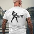 Rock 'N' Roll Never Dies ギタープレーヤー メンズTシャツ バックプリント 高齢者への贈り物
