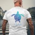 Save The Hawaiiea Turtles ハワイアンブルー トライバルタートルホヌ メンズTシャツ バックプリント 高齢者への贈り物