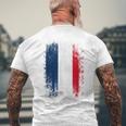 Vintage France Distressed Flag Illustration Graphic s メンズTシャツ バックプリント 高齢者への贈り物