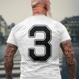 【バックプリント・背中側】3 数字 背番号 ユニフォーム ナンバー【ブラック／黒の文字】スポーツ 野球 サッカー 部活 メンズTシャツ バックプリント 高齢者への贈り物