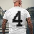 【バックプリント・背中側】4 数字 背番号 ユニフォーム ナンバー【ブラック／黒の文字】スポーツ 野球 サッカー 部活 メンズTシャツ バックプリント 高齢者への贈り物