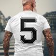 【バックプリント・背中側】5 数字 背番号 ユニフォーム ナンバー【ブラック／黒の文字】スポーツ 野球 サッカー 部活 メンズTシャツ バックプリント 高齢者への贈り物