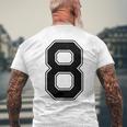 【バックプリント・背中側】8 数字 背番号 ユニフォーム ナンバー【ブラック／黒 の文字】スポーツ 練習着 部活 メンズTシャツ バックプリント 高齢者への贈り物