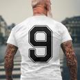 【バックプリント・背中側】9 数字 背番号 ユニフォーム ナンバー【ブラック／黒 の文字】スポーツ 練習着 部活 メンズTシャツ バックプリント 高齢者への贈り物