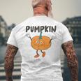 かぼちゃ Pumpkin キャラクター 顔 イラスト かわいい おもしろ シンプル ゆるい 野菜 ゆるキャラ メンズTシャツ バックプリント 高齢者への贈り物