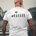 じんるいのしんか 人類の進化 Ufo Alien Human Evolution メンズTシャツ バックプリント 高齢者への贈り物
