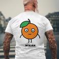 みかん Mikan 顔 イラスト かわいい おもしろ 面白い 簡単 シンプル ゆるい 果物 メンズTシャツ バックプリント 高齢者への贈り物