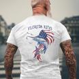 アメリカ国旗 愛国的 カジキ マーリン フロリダの鍵 メンズTシャツ バックプリント 高齢者への贈り物
